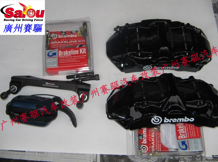 意大利BREMBO 6活塞卡鉗競技版剎車 黑色BREMBO GT版實(shí)車套裝